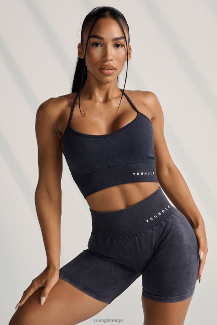 YoungLA kvinner w311 carbon cross back sports-bh klær H4N2T1004 svart vask