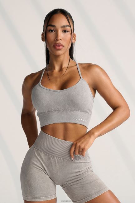 YoungLA kvinner w311 carbon cross back sports-bh klær H4N2T1005 grå vask