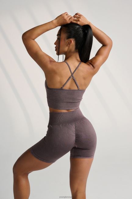 YoungLA kvinner w311 carbon cross back sports-bh klær H4N2T1005 grå vask