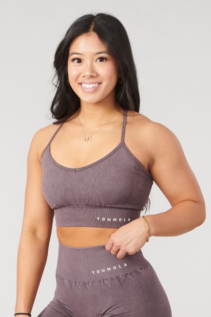 YoungLA kvinner w311 carbon cross back sports-bh klær H4N2T1005 grå vask