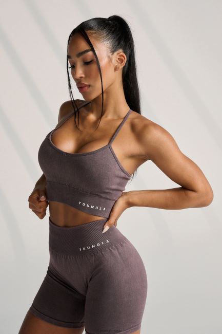 YoungLA kvinner w311 carbon cross back sports-bh klær H4N2T1006 plommetrøffel