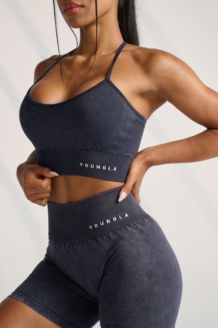 YoungLA kvinner w311 carbon cross back sports-bh klær H4N2T1006 plommetrøffel