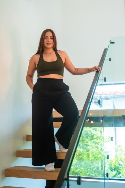 YoungLA kvinner w201 fleecebukser med brede ben klær H4N2T1143 mørk oliven