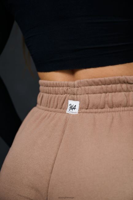 YoungLA kvinner w201 fleecebukser med brede ben klær H4N2T1144 lysebrun