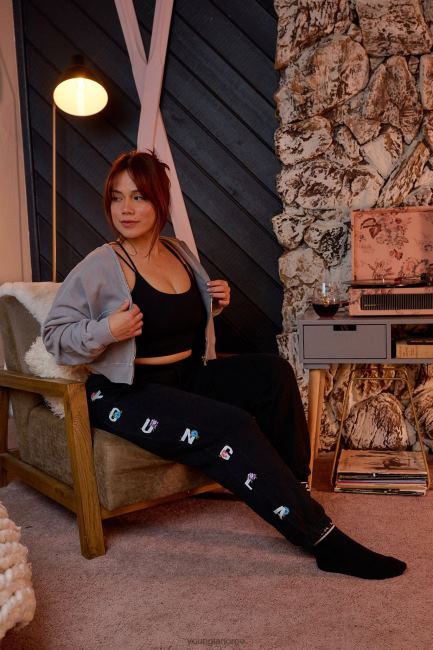 YoungLA kvinner w203 joggebukse med vinterblomst klær H4N2T1120 gråmelert