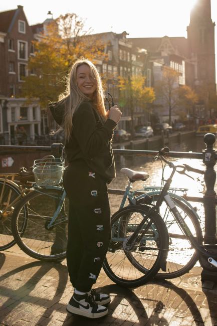 YoungLA kvinner w203 joggebukse med vinterblomst klær H4N2T1120 gråmelert