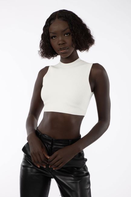 YoungLA kvinner w301 contour ribbet tank klær H4N2T1049 blå tåke