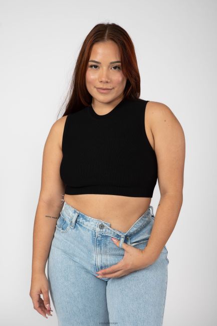 YoungLA kvinner w301 contour ribbet tank klær H4N2T1051 svart