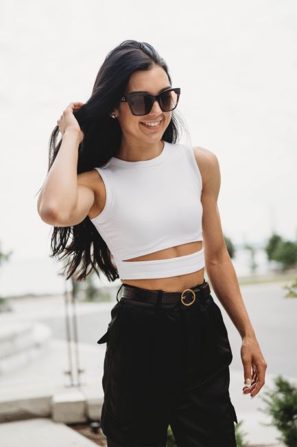 YoungLA kvinner w302 sash tank topp klær H4N2T1042 hvit