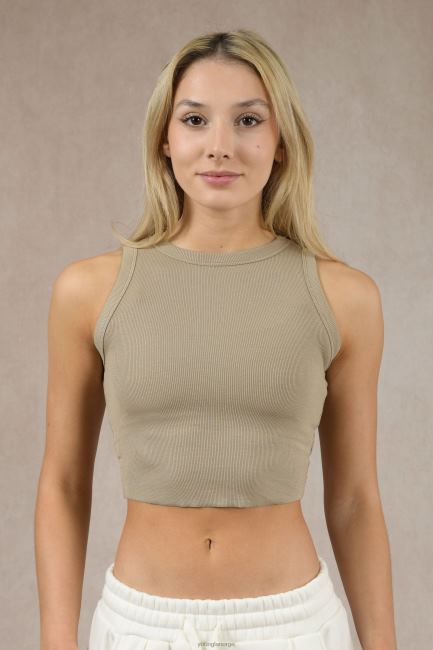 YoungLA kvinner w314 - flexrib tank topp klær H4N2T1061 stekt mandel