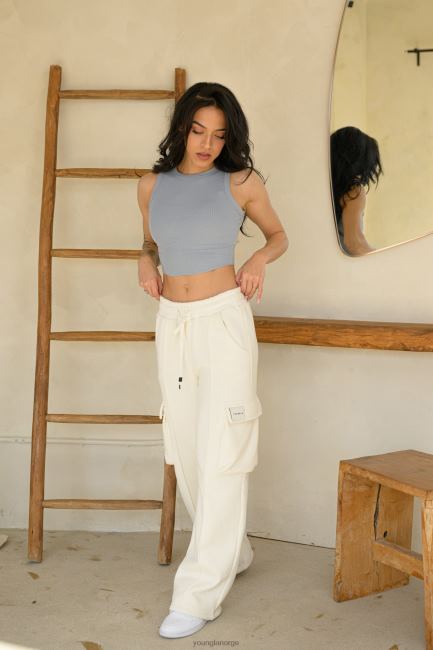 YoungLA kvinner w314 - flexrib tank topp klær H4N2T1061 stekt mandel