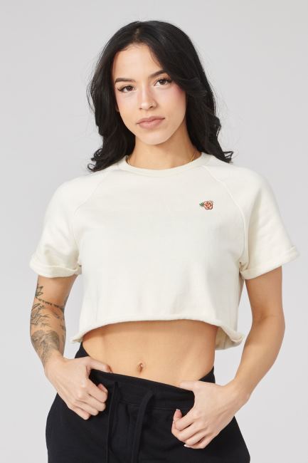 YoungLA kvinner w411 raglan cropped t-skjorte klær H4N2T1052 støvete lilla