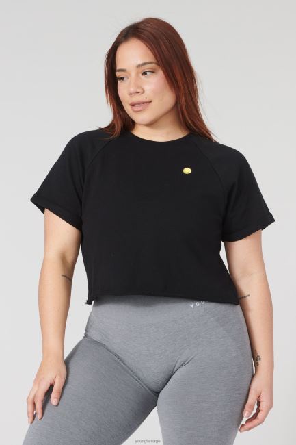 YoungLA kvinner w411 raglan cropped t-skjorte klær H4N2T1052 støvete lilla
