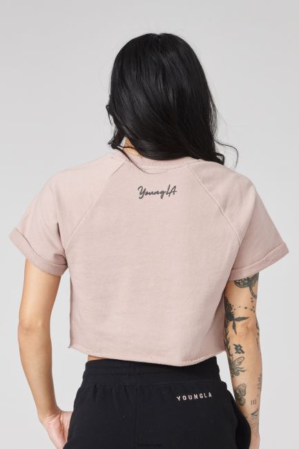 YoungLA kvinner w411 raglan cropped t-skjorte klær H4N2T1052 støvete lilla