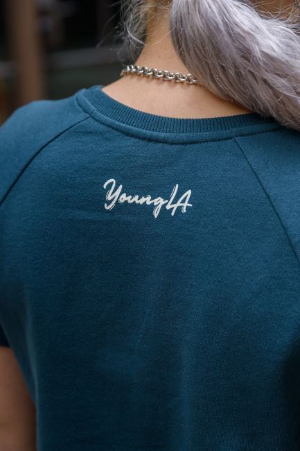 YoungLA kvinner w411 raglan cropped t-skjorte klær H4N2T1052 støvete lilla