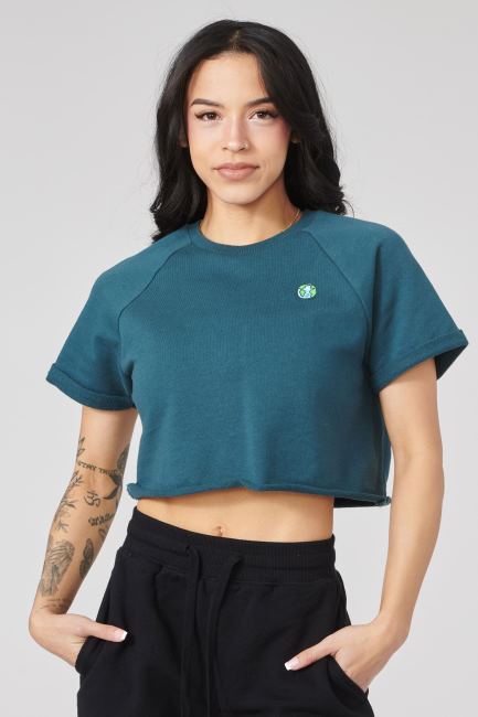 YoungLA kvinner w411 raglan cropped t-skjorte klær H4N2T1054 svart