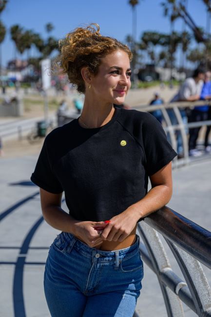 YoungLA kvinner w411 raglan cropped t-skjorte klær H4N2T1055 blågrønn