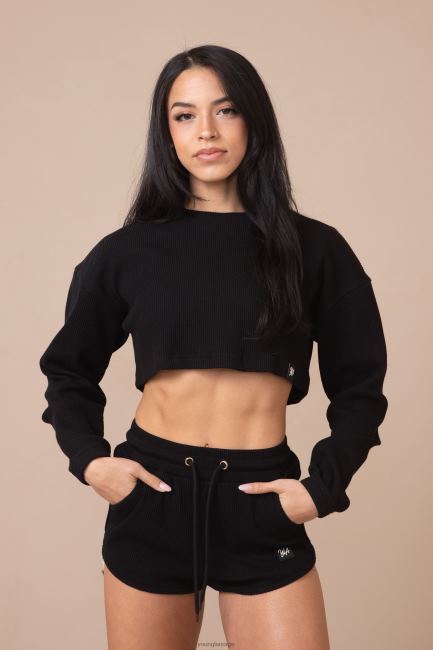 YoungLA kvinner w413 ferskenaktig beskåret langermet klær H4N2T1071 elfenbein