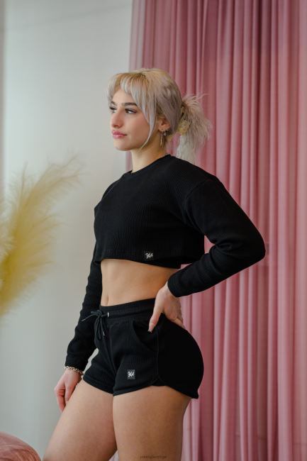 YoungLA kvinner w413 ferskenaktig beskåret langermet klær H4N2T1071 elfenbein