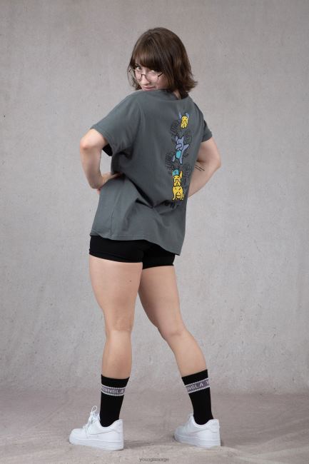 YoungLA kvinner w417 iggy oversized t-skjorte klær H4N2T1056 grønn vask