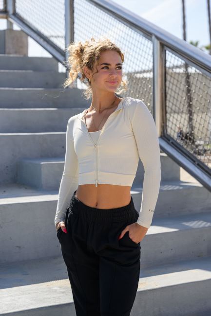 YoungLA kvinner w418 dobbel glidelås langt ermet klær H4N2T1037 brun