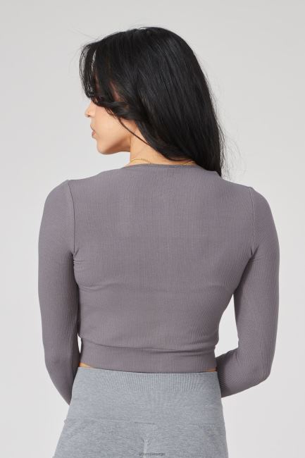 YoungLA kvinner w418 dobbel glidelås langt ermet klær H4N2T1038 bjørk