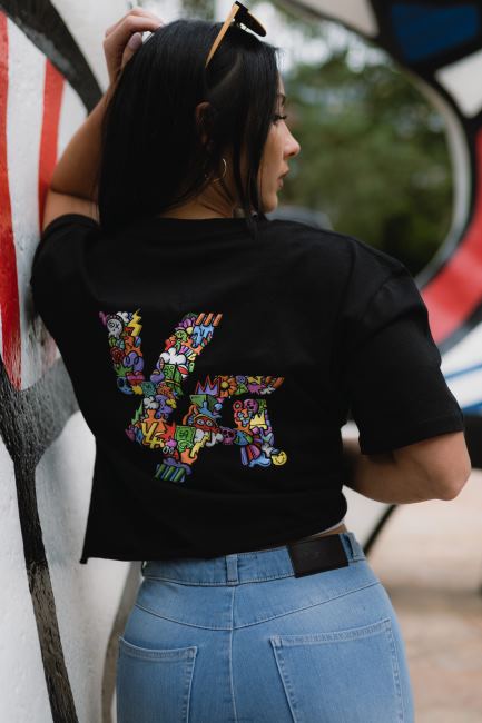 YoungLA kvinner w421 trippy oversized t-skjorte klær H4N2T1080 svart