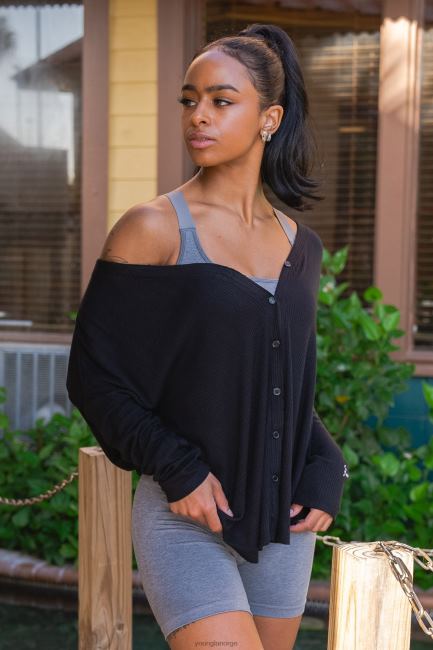 YoungLA kvinner w415 kafé cardigan klær H4N2T1196 sølv sky