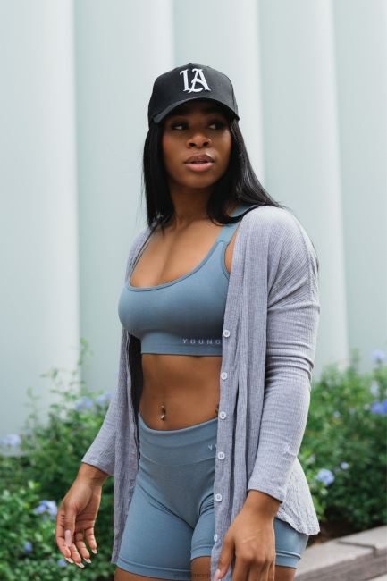 YoungLA kvinner w415 kafé cardigan klær H4N2T1196 sølv sky