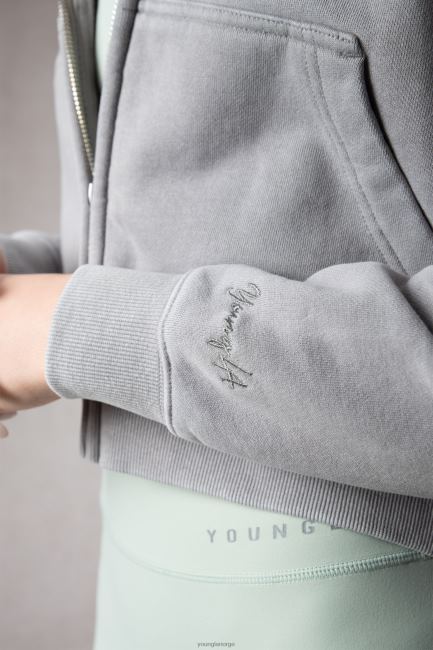 YoungLA kvinner w503 essensiell hettegenser med glidelås klær H4N2T1178 svart