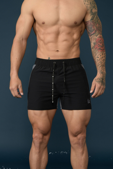 YoungLA menn 101 bodybuilding shorts klær H4N2T692 svart/grå