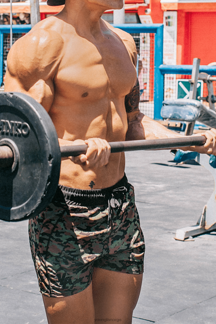 YoungLA menn 101 bodybuilding shorts klær H4N2T694 camo grønn