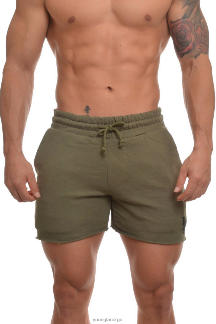 YoungLA menn 102 kroppsbyggende fransk frottéshorts klær H4N2T644 oliven