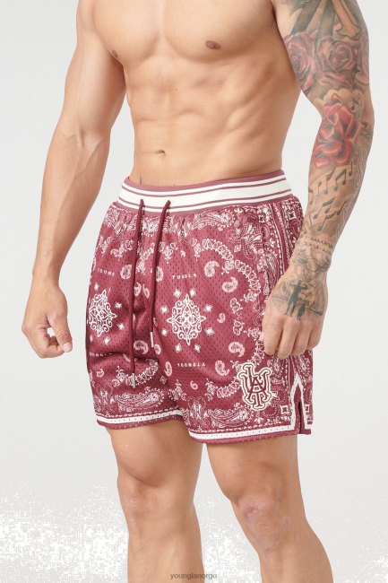 YoungLA menn 132 beryktede bandanashorts klær H4N2T485 burgunder