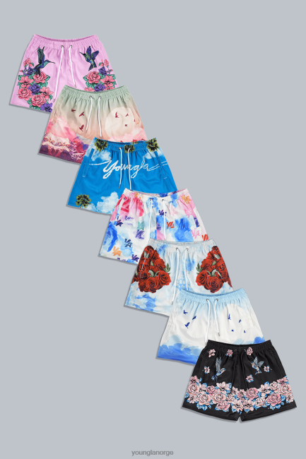 YoungLA menn 141 blokkfestshortsen klær H4N2T612 rosa boquet