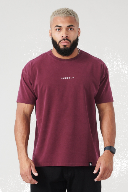 YoungLA menn 401 essensielle jacked tees sommer 23' klær H4N2T201 burgunder vask