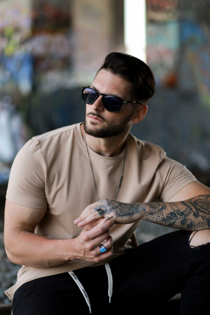 YoungLA menn 411 perfekt tee - rett bunn klær H4N2T191 kaki