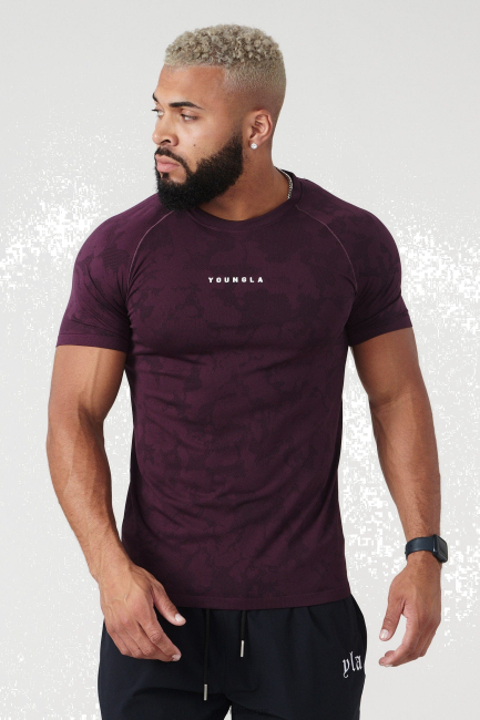 YoungLA menn 437 digitale kompresjons-t-skjorter klær H4N2T175 lilla