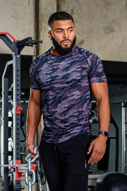 YoungLA menn 440 performance line kortermede skjorter klær H4N2T436 svart camo