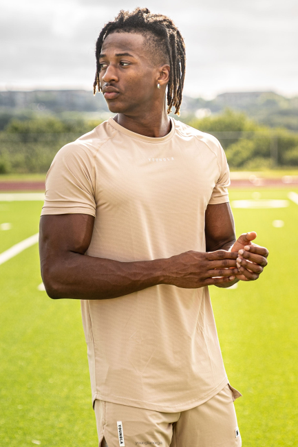 YoungLA menn 440 performance line kortermede skjorter klær H4N2T437 beige