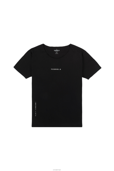 YoungLA menn 447 vidhalset råskåret t-skjorte klær H4N2T230 svart