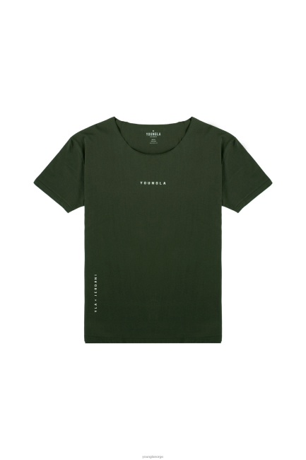 YoungLA menn 447 vidhalset råskåret t-skjorte klær H4N2T233 Skoggrønn