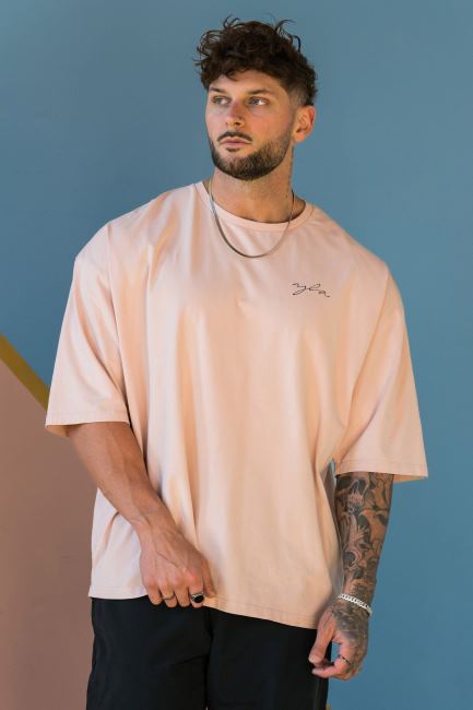 YoungLA menn 464 skyline t-skjorter i superstørrelse klær H4N2T278 sepia rose vask