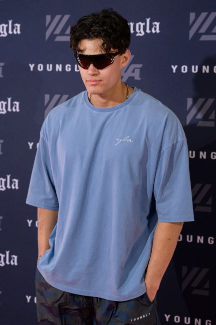 YoungLA menn 464 skyline t-skjorter i superstørrelse klær H4N2T280 blågrønn vask