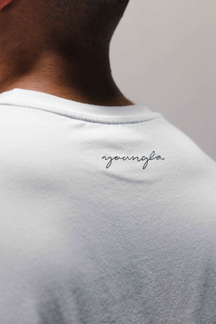 YoungLA menn 464 skyline t-skjorter i superstørrelse klær H4N2T281 hvit vask