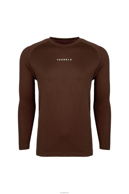 YoungLA menn 823 new gen kompresjon lange ermer klær H4N2T360 sjokolade plomme